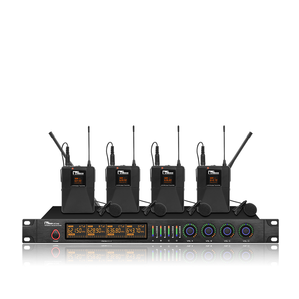 UE-340/U03B 固频U段一拖四 无线领夹式话筒